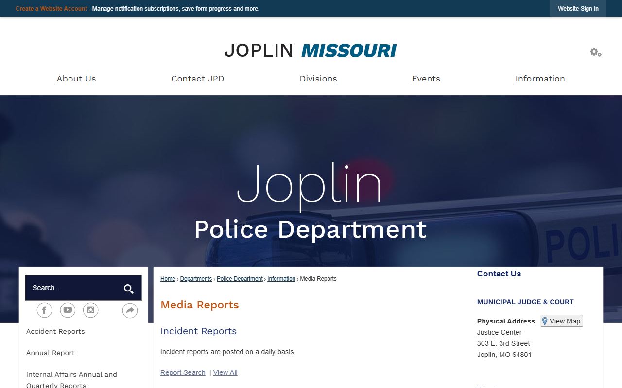 Joplin daily media reports for booking reports