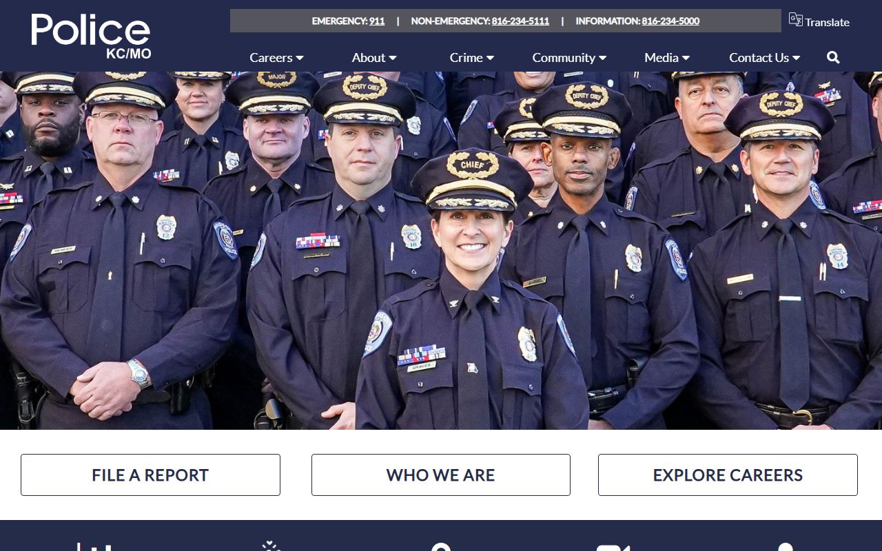 Kansas City Police Department homepage for booking reports