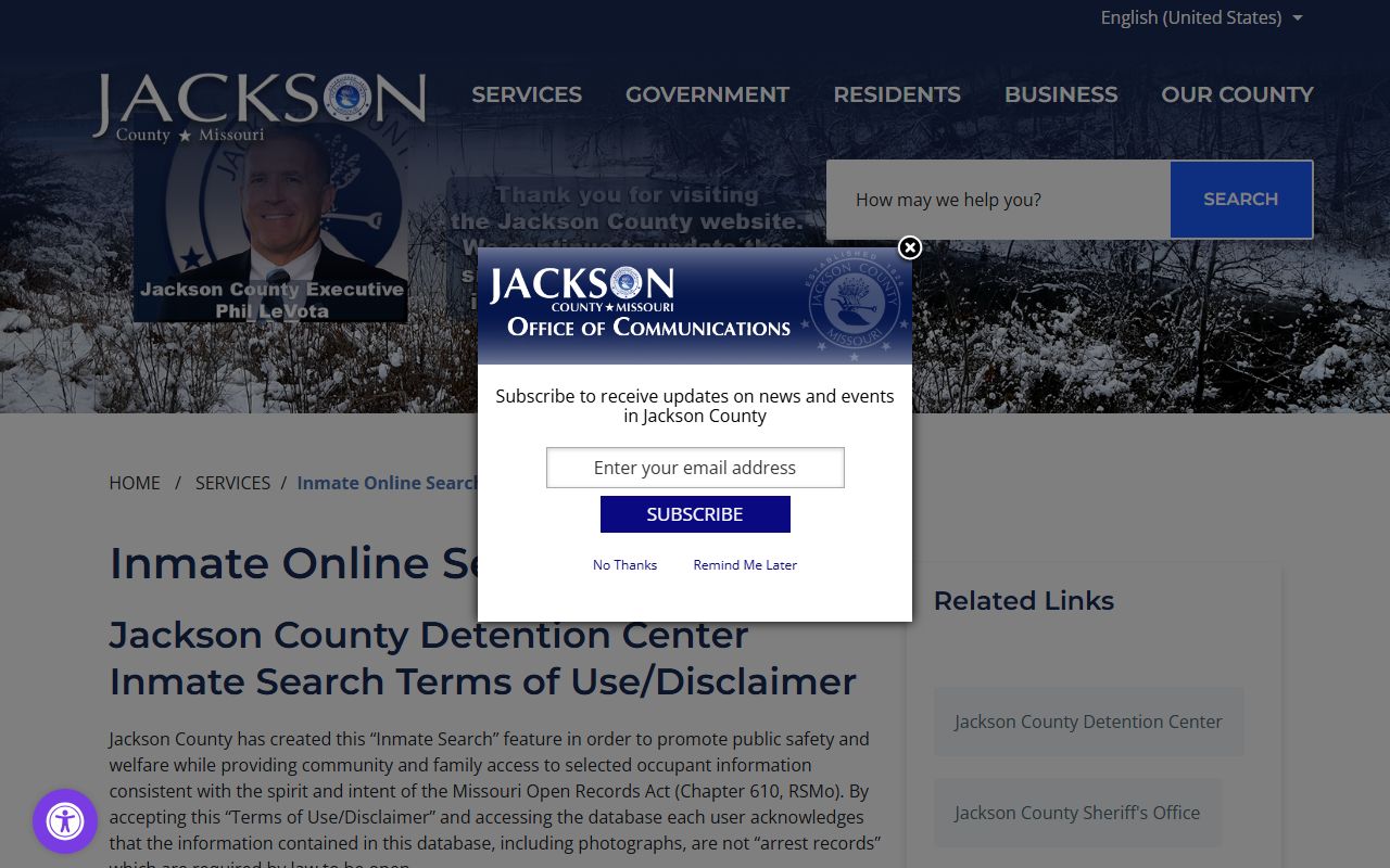 Jackson County inmate search portal for Kansas City booking reports