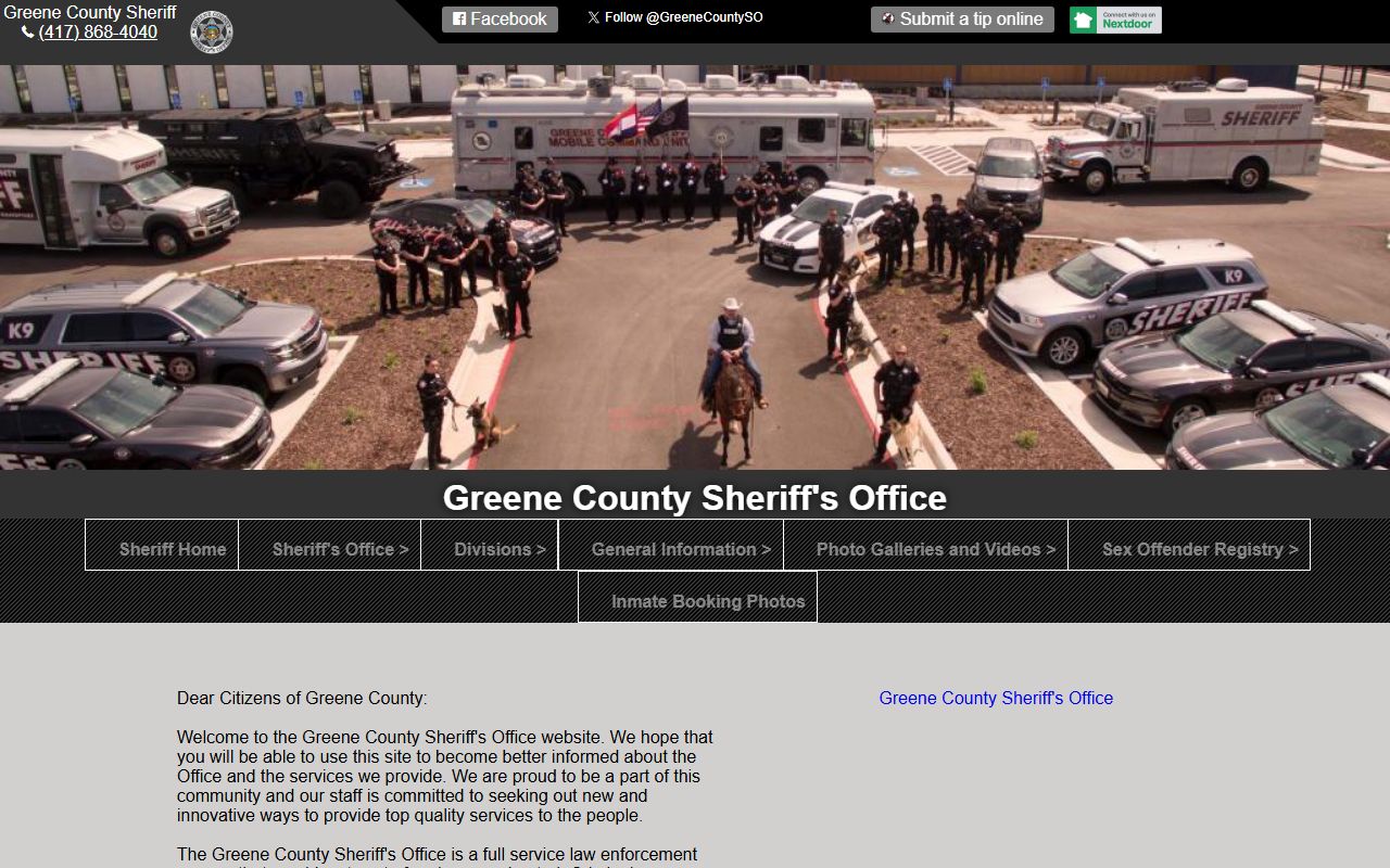 Greene County Sheriff's Office for Springfield booking reports