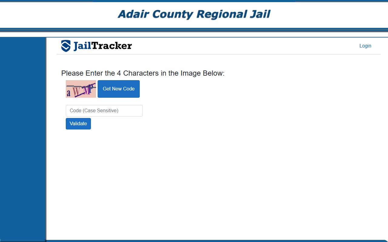Adair County jail roster showing booking reports and inmate data