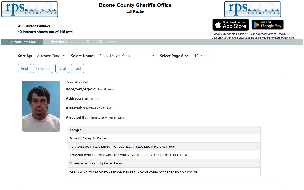 Boone County current detainee roster for booking reports