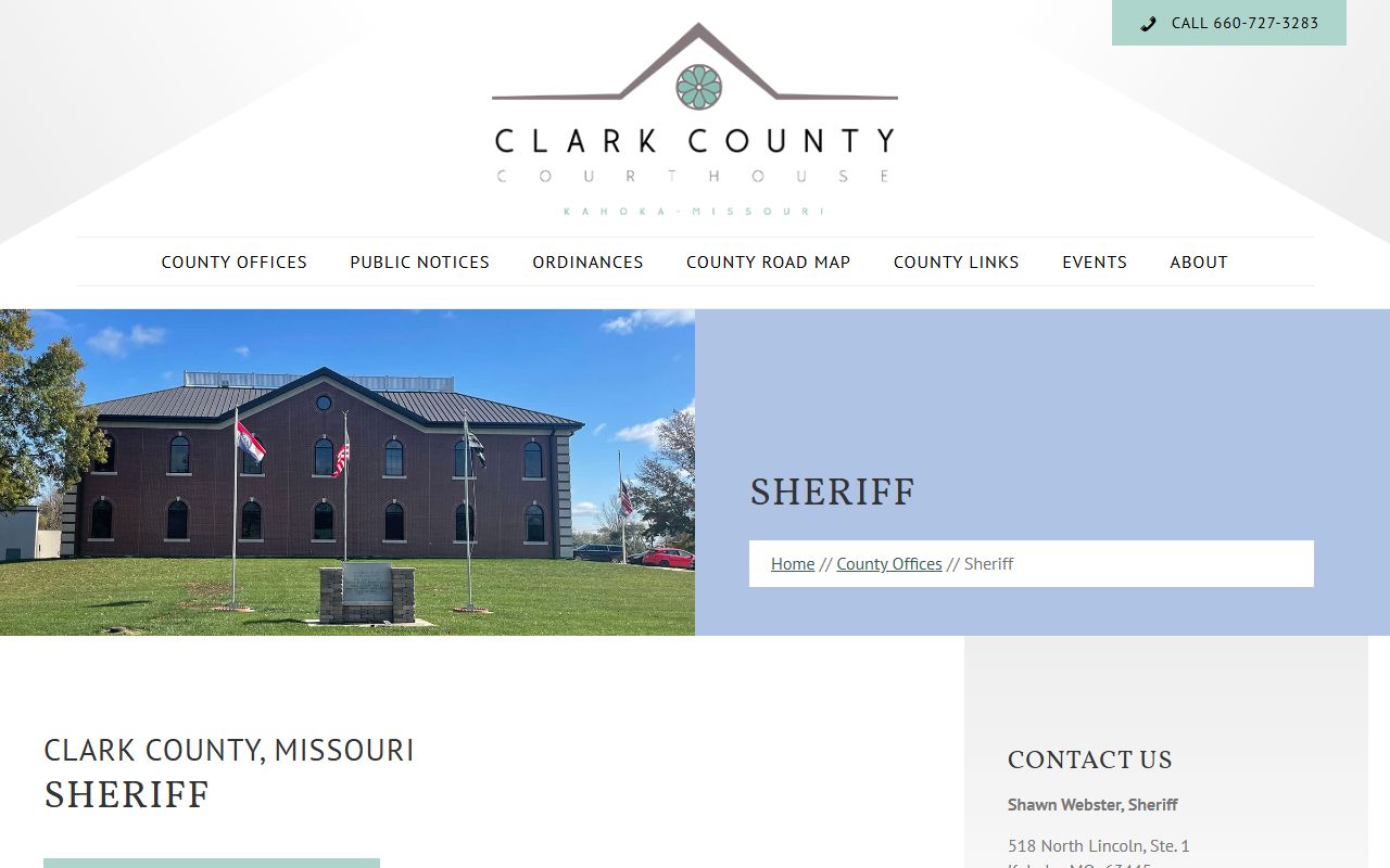 Clark County Sheriff website for booking reports in Kahoka