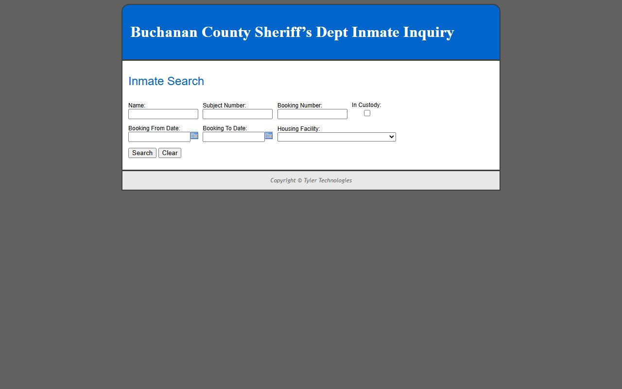Buchanan County booking reports inmate inquiry system