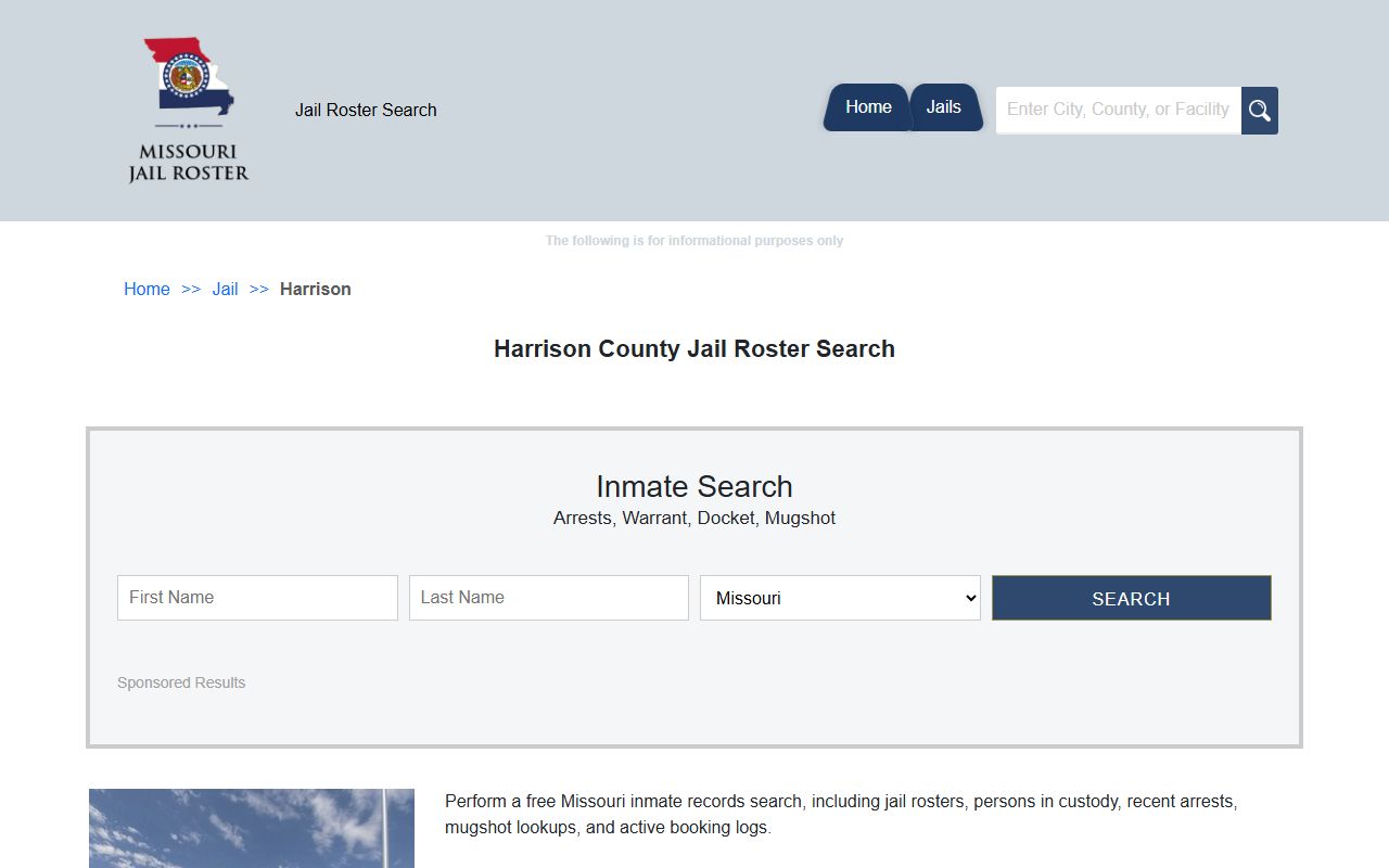 Harrison County booking reports jail roster search