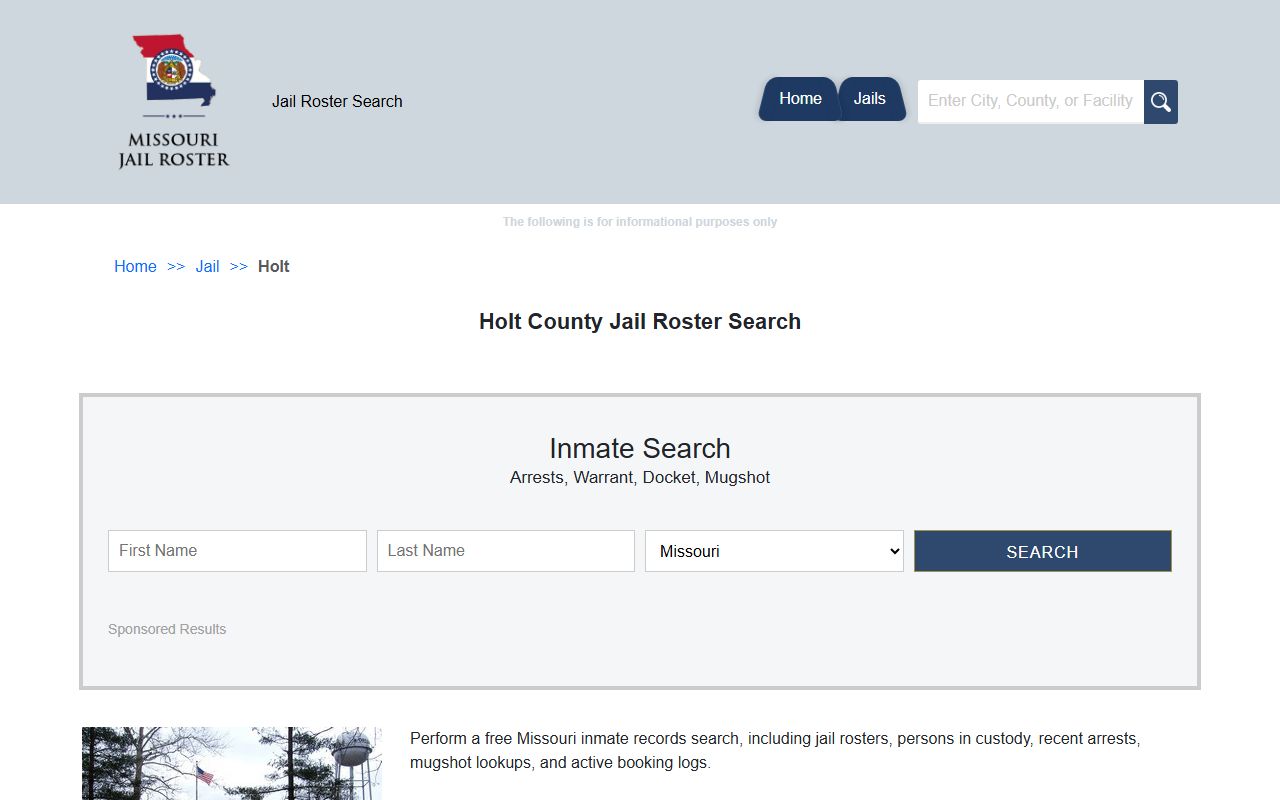 Holt County Sheriff's Office website for booking reports