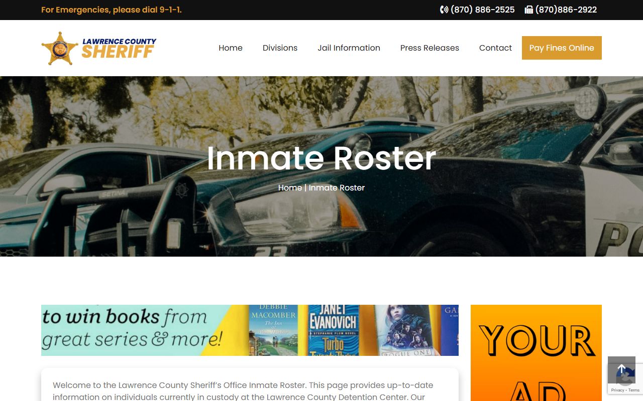 Lawrence County inmate roster for booking reports