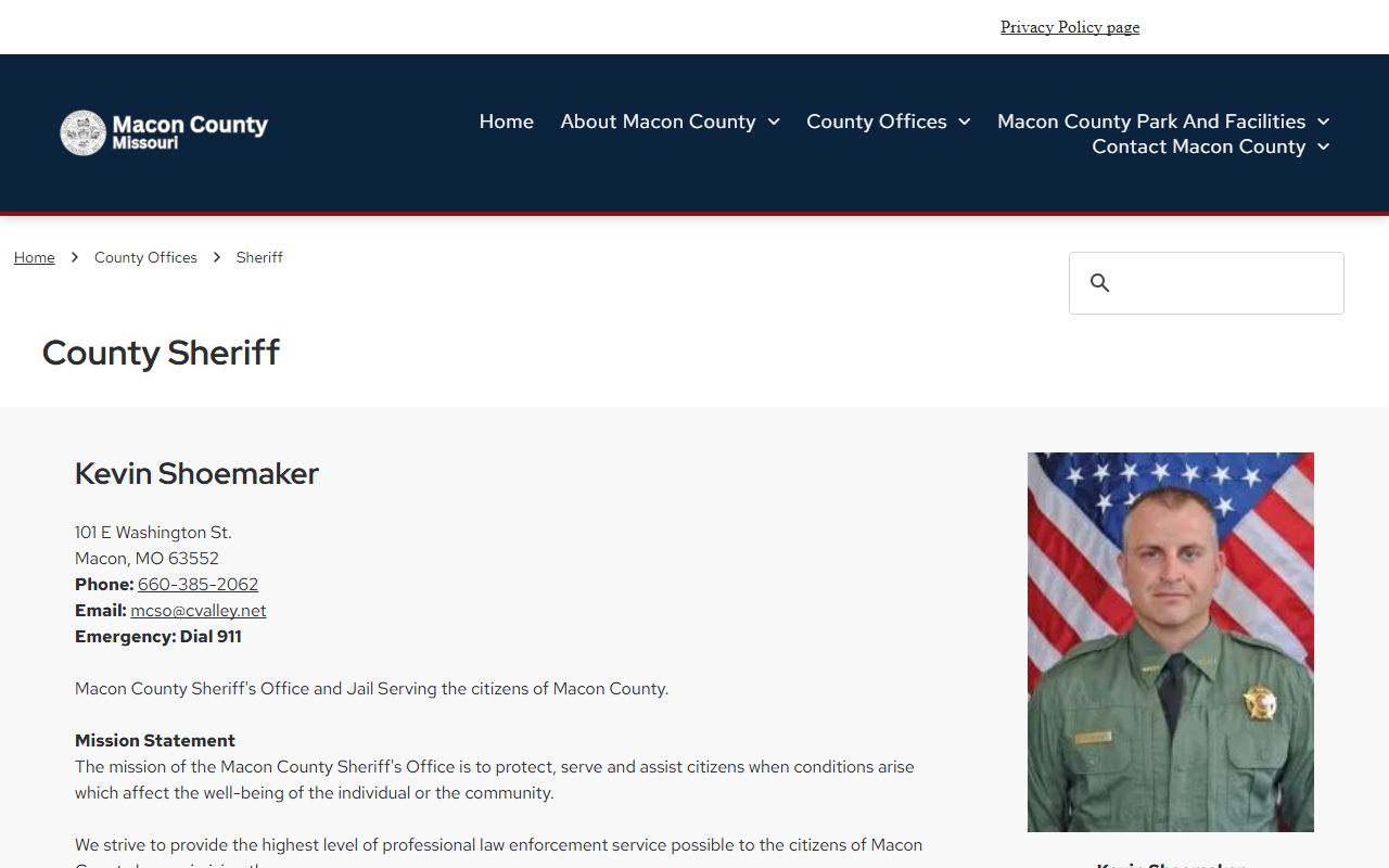 Macon County Sheriff's Office website for booking reports