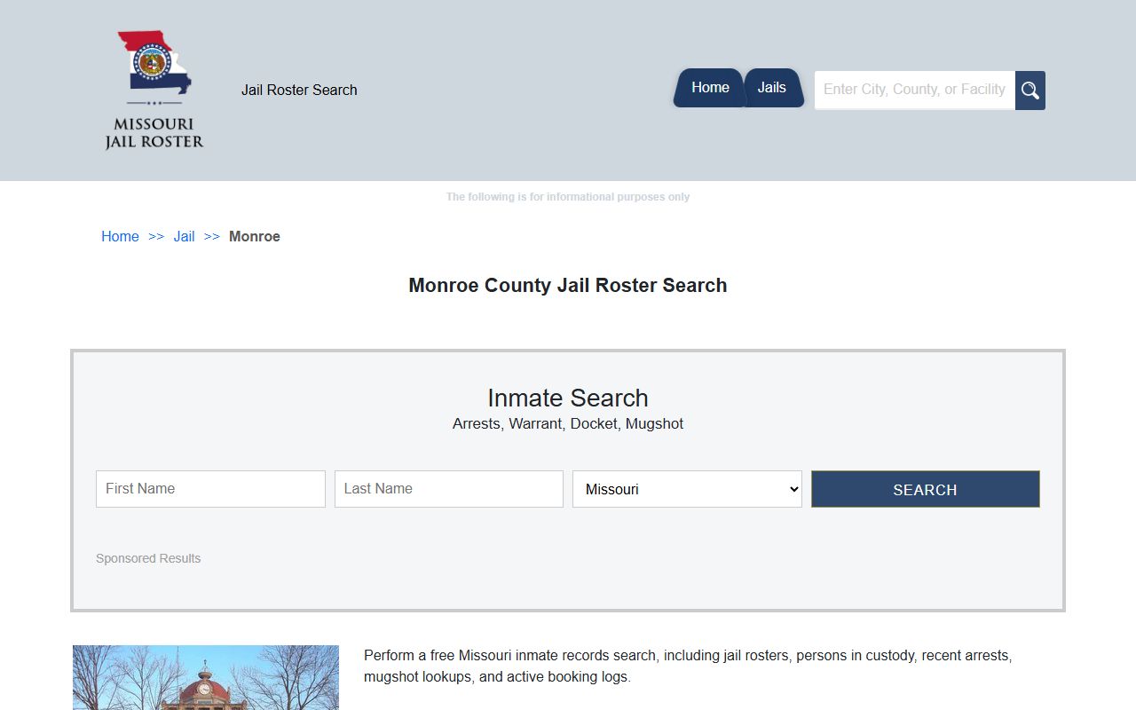 Monroe County Sheriff's Office inmate roster showing booking reports