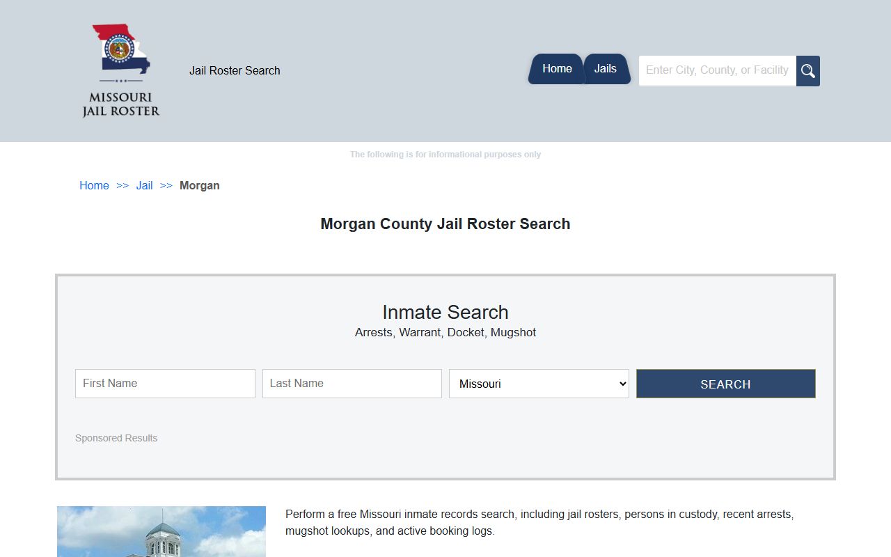 Morgan County Sheriff's Office website for booking reports and inmate data